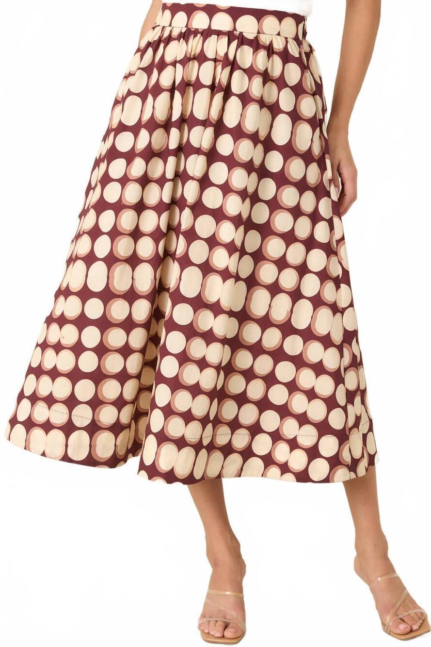 NEW THML geometric midi skirt in brown